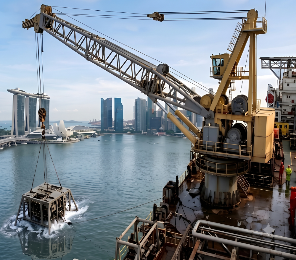 AHC crane deploying subsea equipment